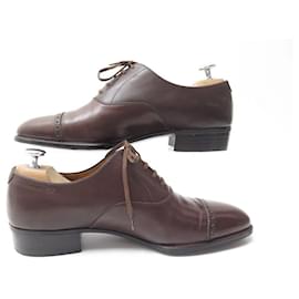 Hermès-HERMES OXFORD SHOES STRAIGHT TOE 7 41 BROWN LEATHER SHOES-Brown