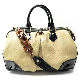 LOUIS VUITTON STEPHEN SPROUSE BOSTON LEDERMONOGRAMM EMPREINTE HANDTASCHE Beige