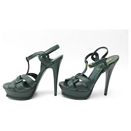 Yves Saint Laurent-NEW YVES SAINT LAURENT SHOES 203106 Tribute sandals 36 LEATHER SHOES-Green