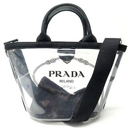 BORSA A MANO PRADA CABAS PLEXI PM 1BG187 BORSA A MANO IN PLASTICA TRASPARENTE NERA Altro