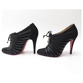 Christian Louboutin-CHRISTIAN LOUBOUTIN SHOES INVERNESS ANKLE BOOTS 38 LEATHER & SUEDE BLACK SHOES-Black