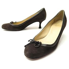 Christian Louboutin-CHRISTIAN LOUBOUTIN SHOES PUMPS 37 BROWN SUEDE SUEDE SHOES-Brown