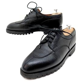 JM Weston-JM WESTON SHOES 595 DERBY HALF HUNTING 7D 41 BLACK LEATHER SHOES-Black