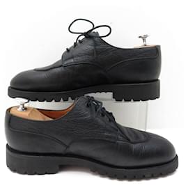 JM Weston-JM WESTON SHOES 595 DERBY HALF HUNTING 7D 41 BLACK LEATHER SHOES-Black