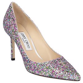 Jimmy Choo donne Romy 85 décolleté con coriandoli glitter Argento Metallico