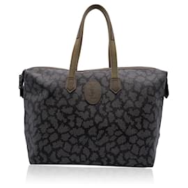 Yves Saint Laurent Vintage Tan Grey Giraffe Print Duffle Bag Grey