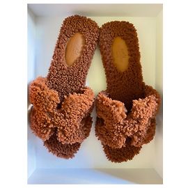 Hermès Oran Sandals Brown Wool Size 37 Brown
