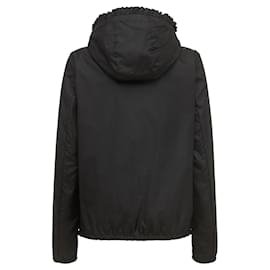 Moncler-MONCLER PHARILLONS NYLON RUFFLED HOODED JACKET Black-Black