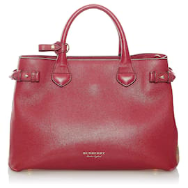 Burberry-Burberry Red Banner Leather Tote Bag-Red