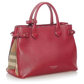 Burberry-Burberry Red Banner Leather Tote Bag-Red