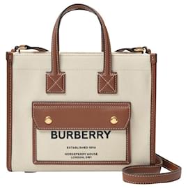 Burberry-Ll Mn Pocket Dtl Ll6 Tote Bag - Burberry -  Natural/Tan - Cotton-Brown,Beige