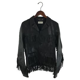 SAINT LAURENT Lederjackenblouson / 46 / Ziegenleder / SCHWARZ Schwarz