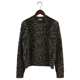 Saint Laurent-SAINT LAURENT Pull col rond / S / laine / noir / léopard-Noir