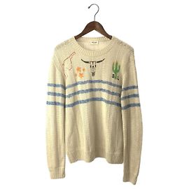 SAINT LAURENT Pullover (dünn) / M / Baumwolle / CRM Creme
