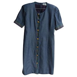 Robe Louis Féraud en coton bleu avec broderies Bleu