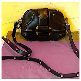 Alexander Mcqueen-Rare Vintage Calf Leather Skull Charm Novak Crossbody Bag-Black