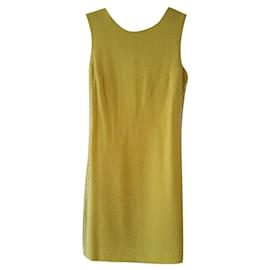 Versace For H&M-VERSACE per H&M SILK DRESS WITH GREECE ON THE SIDE.-Yellow