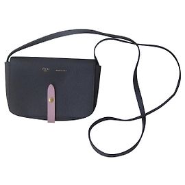 Céline shoulder bag anthracite gray and lilac grained calf leather Dark grey