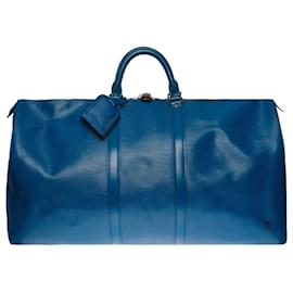 Louis Vuitton-The very chic Louis Vuitton “Keepall” travel bag 55 cm in blue epi leather-Blue