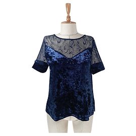 Top in velluto e pizzo blu Samsoe & Samsoe Blu