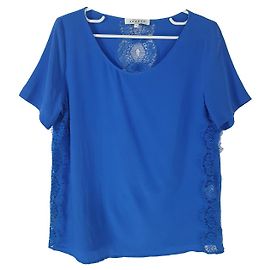 Sandro Silk Lace Blouse Blue Blue