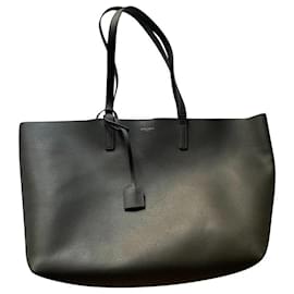 Saint Laurent-Saint Laurent shopping bag in gray leather-Grey