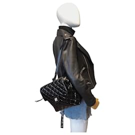 Chanel-Chanel Flap Backpack Black Patent Leather Silver-Black