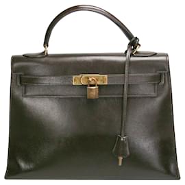 Hermès-Hermès Kelly 32 Brown Boxcalf Gold-Brown