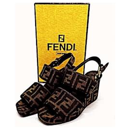 Fendi-Vintage Zucca FF Sandals-Brown