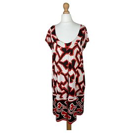 Diane Von Furstenberg DvF Vintage Ayuka Seidenkleid Ginko-Muster Mehrfarben