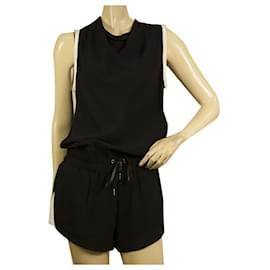 Helmut Lang-Helmut Lang Black White Trim Torsion Sleeveless Romper Playsuit Shorts size 2-Black