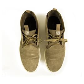 Ermenegildo Zegna-Sneakers alte da uomo in pelle scamosciata color talpa Z Zegna 10.5 Euro, 10.5 US-Grigio