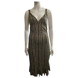 Diane Von Furstenberg Vintage-Seidenkleid von DvF mit Chevron/Obermaterial-Muster Mehrfarben