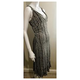 Diane Von Furstenberg-Vestido de seda vintage DvF com padrão chevron/upperr-Multicor