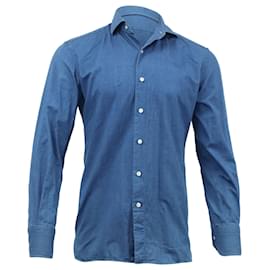 Tom Ford-Tom Ford Button Down Shirt in Blue Cotton-Blue