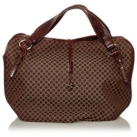 Céline Celine Brown Macadam Bittersweet Canvas Handbag Brown Dark brown