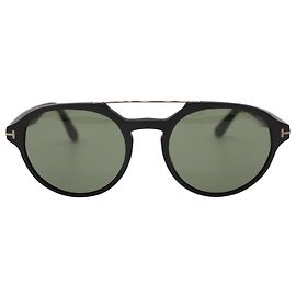 Tom Ford Black Stan TF696 Round Sunglasses in Black Acetate Black