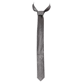 Hugo Boss-Hugo Boss Striped Tie in Gray Silk-Grey