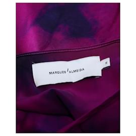 Marques Almeida-Marques Almeida Tie-Dyed Asymmetric Dress in Purple Silk Satin-Other