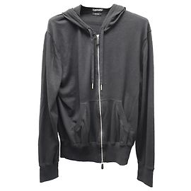 Sudadera con capucha y cremallera Tom Ford en algodón negro Negro