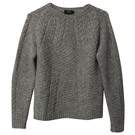Apc BEIM.P.C. Galway Zopfstrickpullover aus grauer Alpakafaser Grau