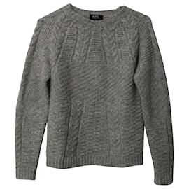 Apc-a.P.C. Galway Cable Knit Sweater in Grey Alpaca Fiber-Grey