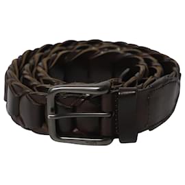 Tod's-Tod's Woven Buckle Belt in Brown Leather-Brown