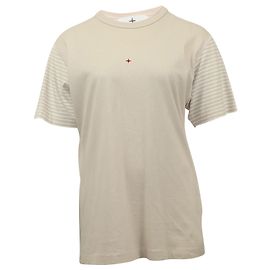 Camiseta con estampado de logotipo Marina de Stone Island en punto de algodón beige Beige