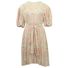 Simone Rocha Mini Vestido Estampado em Seda Rosa Pastel Outro