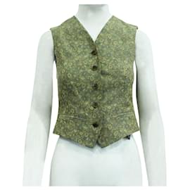 Mulberry-Green Print Vintage Vest-Green