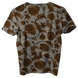 Burberry-T-shirt Burberry con stampa floreale in cotone marrone-Marrone