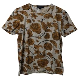 Burberry-Camiseta de algodón marrón con estampado floral de Burberry-Castaño