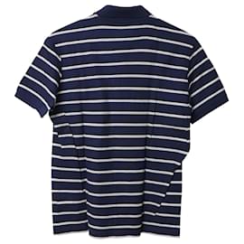 Gucci-Camisa pólo manga curta listrada Gucci em algodão azul marinho e branco-Multicor
