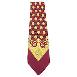 Versace Corbata Seda Estampado Burdeos/Amarillo Otro